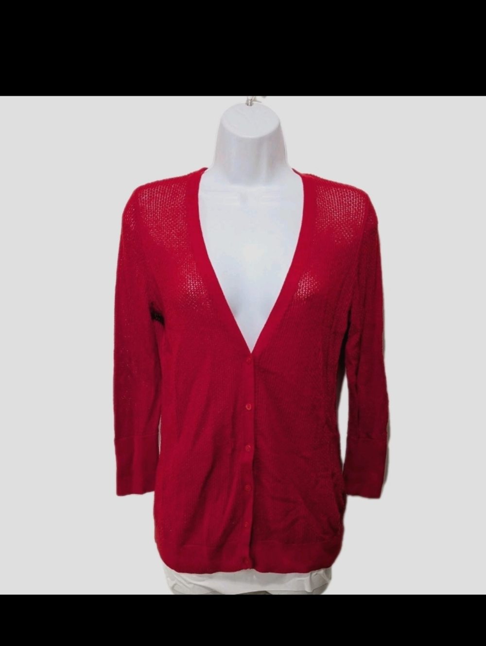 Old Navy Mesh Red Babydoll Cardigan Sweater Open Knit Long Sleeve S Beach Summer